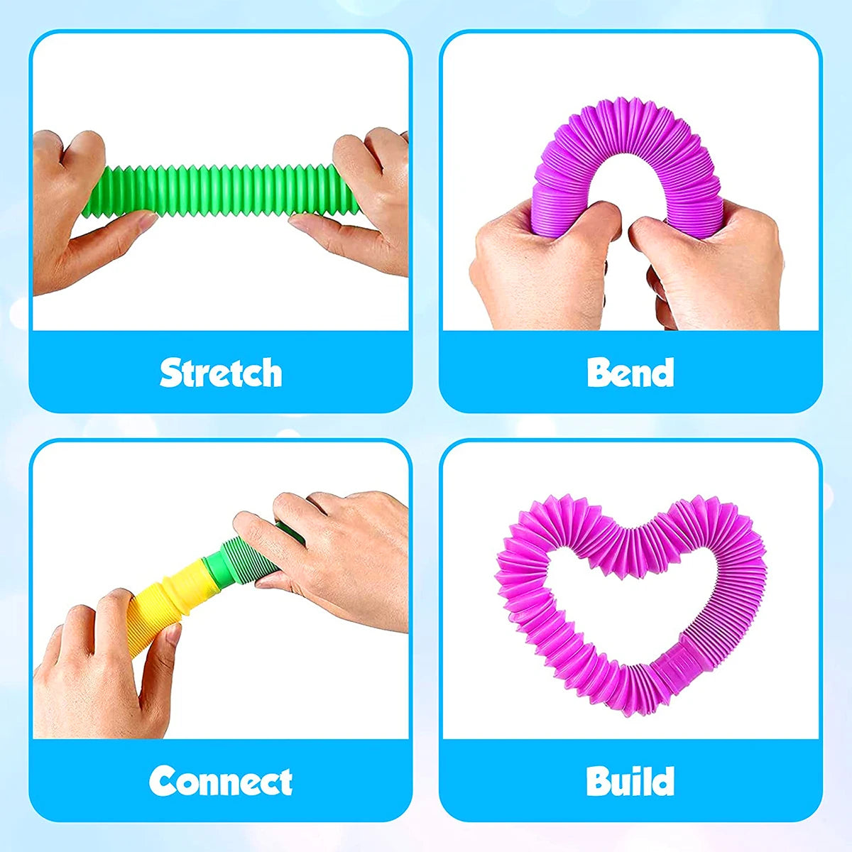 Pop Tube Sensory Toy Fidget Anti Stress Relieve Stretch Bellows Children Multicolor Squeeze Folding Pipe Autism ADHD Anxiety Toy