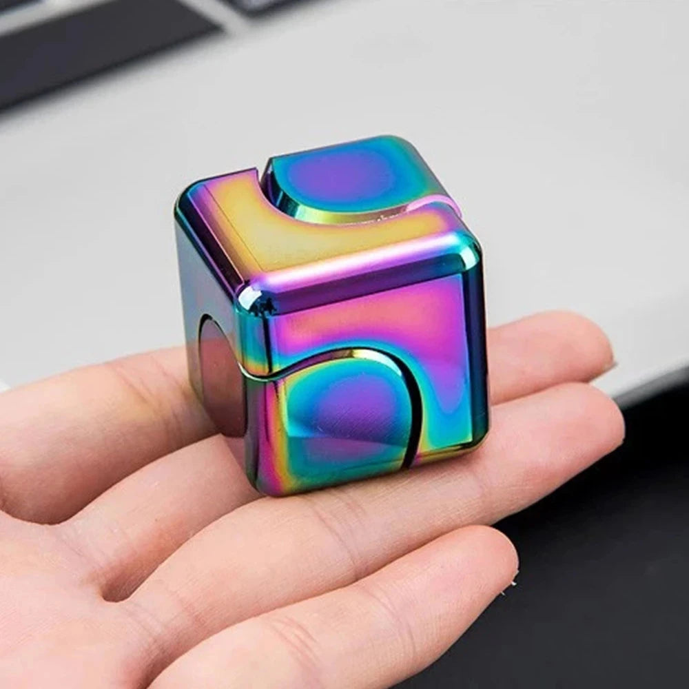 Square Decompression Spinning Top Dice Cube Anti-Anxiety Fingertip Toys Hand Fidget Spinner Vent Toys Flipo Flip For Children