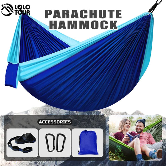 Outdoor Portable Camping Parachute Hammock Double 260x140cm Hammock Swing Hanging Chair for Garden Travel Holiday Survival Patio