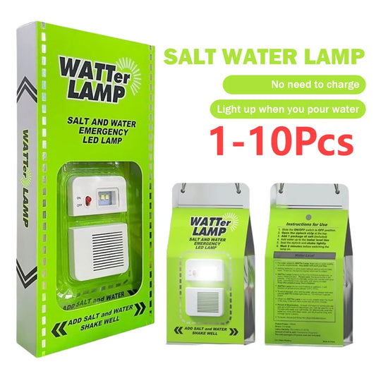 1-10Pcs Portable Salt Water LED Lamp Emergency Lamp for Camping Night Fishing Lamp Energy Saving Lamp Survival Travel Lighting