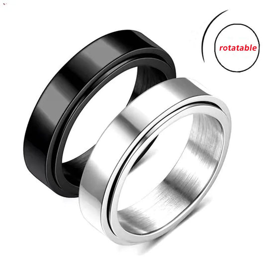 Stress-Relieving Fidget Spinner Rings for Couples - Stainless Steel Wedding Bands for Anxiety and Relaxation