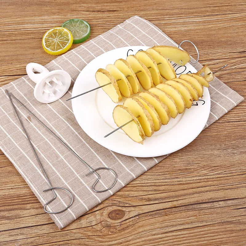 Transform Your Kitchen with Our Spiral Potato Cutter - Stainless Steel, Multifunctional, Easy to Use!