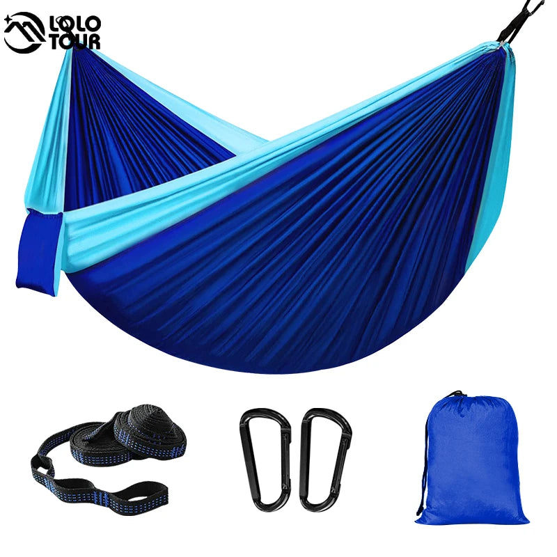 Outdoor Portable Camping Parachute Hammock Double 260x140cm Hammock Swing Hanging Chair for Garden Travel Holiday Survival Patio