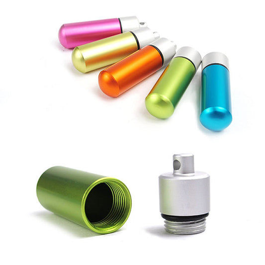 Rainbow Color Aluminum Alloy Survival Storage Medicine Bottle Key Pendant